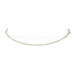 Glass Pearl Round Beaded Chain Necklace&nbsp;NJEW-JN04336