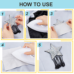 4Pcs 4 Style Star with Glass Bead Tassels Appliques&nbsp;DIY-BC0006-54