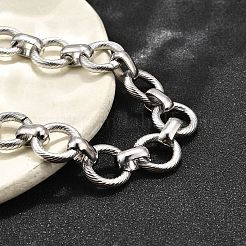 304 Stainless Steel Flat Round Link Chain Bracelets for Women&nbsp;BJEW-R021-08P