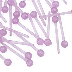 プラスチック製の小さなボール スタッド イヤリング  女性用ポストイヤリング  プラム  14x2.5mm  ピン：0.9mm&nbsp;EJEW-N022-01E
