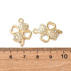 ラインストーンの合金のペンダント  クローバー  ゴールドカラー  23x17.5x3.5mm  穴：1.8mm&nbsp;FIND-H051-13G