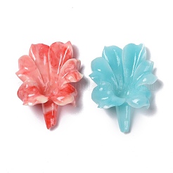 合成サンゴビーズ  染め  花  ミックスカラー  31~32x23~24x9~10mm  穴：1mm&nbsp;CORA-S027-35