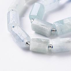 天然石アクアマリンビーズ連売り  多面カット  コラム  8~11x6~8x5~7mm  穴：1mm  約15~17個/連  7.28~7.48インチ&nbsp;G-S345-8x11-005