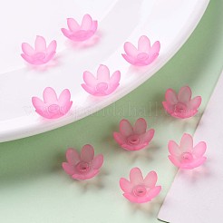 つや消しアクリルビーズキャップ  6花びら  花  ショッキングピンク  14x6mm  穴：2mm  約1660個/500g&nbsp;MACR-S371-07A-704