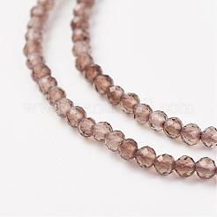 天然スモーキークォーツビーズ連売り  ラウンド  多面カット  2mm  穴：0.5mm  約164個/連  15.8インチ（40.2cm）&nbsp;G-G680-22