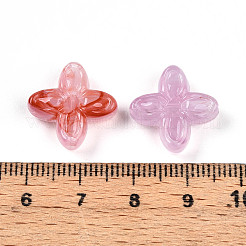 透明なアクリルビーズ  四つ葉  フラミンゴ  16.8x17x5.8mm  穴：1.8mm  約28個/20g&nbsp;X1-TACR-T028-35E