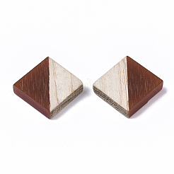 レジン＆ウッドツートンカボション  正方形  ミックスカラー  13x13x3mm&nbsp;RESI-R425-03