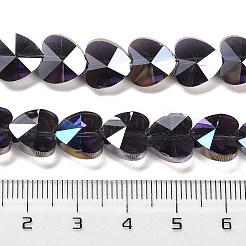 電気メッキガラスビーズセット  ハート  多面カット  インディゴ  10x10x6mm  穴：1.2mm  約78~80個/連  28.82~28.94''（73.2~73.5センチメートル）&nbsp;EGLA-B004-01A-AB05