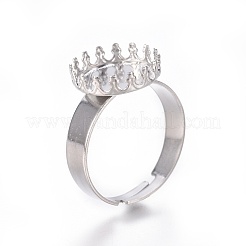 Non-Tarnish Adjustable 304 Stainless Steel Finger Rings Components&nbsp;LS-STAS-E474-50
