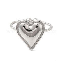 Non-Tarnish 304 Stainless Steel Heart Open Cuff Ring for Women&nbsp;RJEW-E066-04P