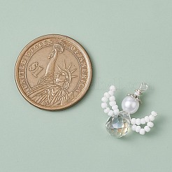 ガラスシードビーズペンダント  ABSの模造パールと  天使  ミックスカラー  22.5x19x8mm  穴：1.8mm&nbsp;PALLOY-MZ00355