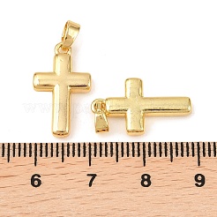真鍮チャーム  クロスチャーム  18KGP本金メッキ  18.5x11x3mm  穴：4.5x3mm&nbsp;KK-G549-14G