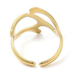 304ステンレススチールツイスト中空オープンカフリング女性用  14KGP本金メッキ  内径：17mm&nbsp;RJEW-I098-32G