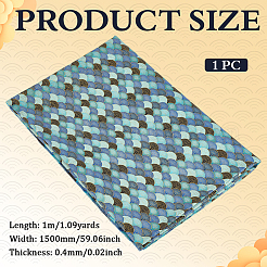 コットンマーメイドプリントの魚の鱗生地  服装アクセサリー  コーンフラワーブルー  1500x0.4mm  1m / pc&nbsp;DIY-WH0504-903A