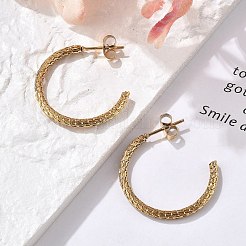 304 Stainless Steel Twist C-Shaped Stud Earrings&nbsp;EJEW-R017-03G-02