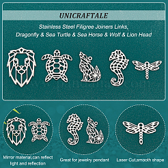 20Pcs 5 Style 201 Stainless Steel Filigree Joiners Links&nbsp;STAS-UN0034-33