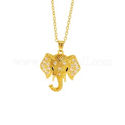 女性用真鍮マイクロパヴェクリアキュービックジルコニアペンダントネックレス  象  18KGP本金メッキ  15.75インチ（40cm）&nbsp;WG89B22-03