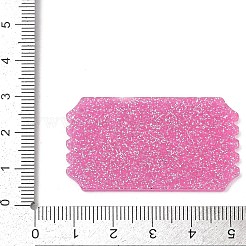 バレンタインデープリントの不透明アクリルパーツ  永遠に愛を持つ長方形  スパンコール入り  ピンク  44.5x26.5x2.5mm  穴：1.8mm&nbsp;FIND-D283-11E