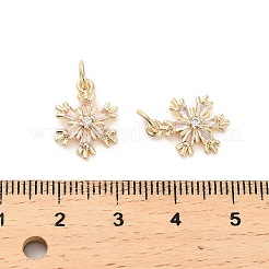 真鍮製マイクロパヴェキュービックジルコニアペンダント  14KGP本金メッキ  スノーフレーク  18x11x3mm  穴：3.5mm&nbsp;KK-B133-05G-01