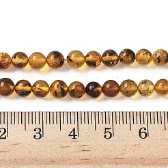 天然琥珀ビーズ連売り  ラウンド  5mm  穴：0.5mm  約71個/連  14.17インチ（36cm）&nbsp;G-L095-B01-5mm-04