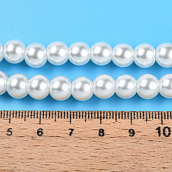 環境に優しいガラスパールラウンドビーズ  乳白色  8.5x7.5mm  穴：1.2mm  約1600個/1000g&nbsp;HY-A002-8mm-RB001-A