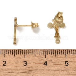 イオンプレーティング（IP）304ステンレススチールスタッドピアス金具  クロス  ゴールドカラー  13x9mm  穴：1.2mm  ピン：11x0.7mm&nbsp;STAS-I206-29G