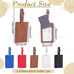 5Pcs 5 Colors Rectangle PU Leather Luggage Tag&nbsp;AJEW-ME0002-85