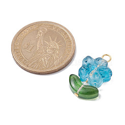 ガラスのペンダント  ステンレス鋼ループ付き  花のチャーム  ミックスカラー  23.5x14x6mm  穴：2.6mm&nbsp;PALLOY-TA00090
