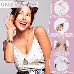 アクリルティアドロップペンダントネックレス＆フープピアス＆カフバングルセット  ゴールドカラー  755mm&nbsp;SJEW-WH0020-05A