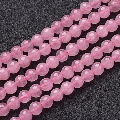 天然石ローズクォーツビーズ連売り  ラウンド  6mm  穴：0.8mm  約59~62個/連  15~16インチ&nbsp;GSR6mmC034