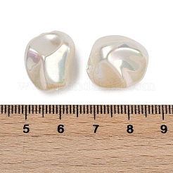 Uvメッキabsプラスチックビーズ  虹色の  ナゲット  貝殻色  17x15x15mm  穴：2mm&nbsp;KY-A004-03