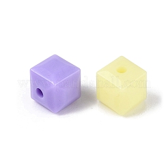 プラスチックビーズ  キューブ  多面カット  ミックスカラー  8x8x8mm  穴：1.8mm  約1190個/500g&nbsp;KY-N025-14