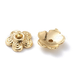 合金ビーズキャップ  長持ちメッキ  5  - 花びらの花  18KGP本金メッキ  7x2mm  穴：1mm&nbsp;PALLOY-A067-01G
