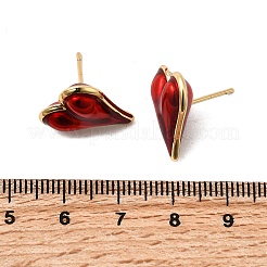 Heart Brass Enamel Stud Earrings&nbsp;EJEW-K276-12G