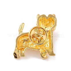 かわいい子犬のブローチ  ラインストーンのラペルピンが付いた金色のオーリー  レッド  28x25mm&nbsp;JEWB-Z026-02B
