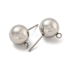 変色しない304ステンレススチールスタッドピアス金具  ラウンド  ステンレス鋼色  21x10x10mm  穴：1.8mm  ピン：10x0.8mm&nbsp;STAS-O004-10G-P