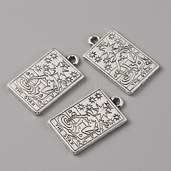 合金のチベット風チャーム  タロット模様の長方形  星xvii  23x14x1.5mm  穴：1.8mm&nbsp;PALLOY-WH0111-138A