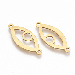 201 ステンレススチールリンクコネクター  レーザーカットリンク  目  ゴールドカラー  11x25x1mm  穴：1.5mm&nbsp;X-STAS-T044-68G