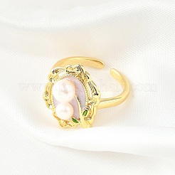 Brass Enamel Cuff Rings&nbsp;RJEW-K291-04G-02