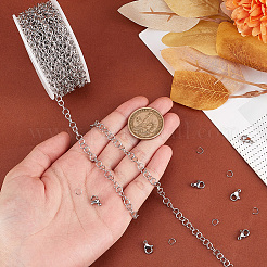 DIY 304ステンレススチールローロチェーンネックレス作成キット  ステンレス鋼色  5~10x5~6.5x0.5~3.5mm  穴：1mm&nbsp;DIY-BBC0002-06