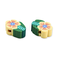 手作り樹脂粘土ビーズ  花  ミックスカラー  10~12x6.5~8x4.5~5mm  穴：1.6mm&nbsp;CLAY-N008-076-A01