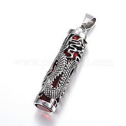 316サージカルステンレスペンダント  ガラスと  コラム  ミックスカラー  55x13mm  穴：7x10mm&nbsp;STAS-F085-02