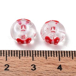 透明なガラス製の手描きビーズ  ロンデル  蝶結び  ファイヤーブリック  10x6mm  穴：3mm&nbsp;SEED-M011-04A-04