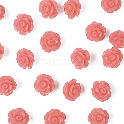 合成サンゴ彫刻染めビーズ20個  花  ピンク  6~7x7x4~5mm  穴：1mm&nbsp;SHEL-FS0001-10