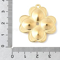 304ステンレススチールとクリスタルラインストーンのペンダント  ゴールドカラー  クローバーチャーム  32.5x30.5x5.5mm  穴：1.8mm&nbsp;STAS-G390-01G-02