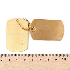 304ステンレススチールラインストーンペンダント  イオンプレーティング（ip）  長方形  ゴールドカラー  63.5x28x6mm  穴：4.5mm&nbsp;STAS-U040-14G