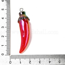 不透明樹脂ペンダント  プラチナ鉄ループ付き  ABカラー  赤唐辛子  13x13mm  穴：2mm&nbsp;LS-FIND-I044-16G-01