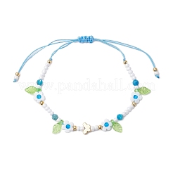 Flower Handmade Millefiori Glass Bead Braided Bead Bracelets&nbsp;BJEW-MZ00165-02