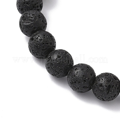 2Pcs 2 Styles Halloween Natural Wood & Lava Rock Round Beads Stretch Bracelets&nbsp;BJEW-JB12351