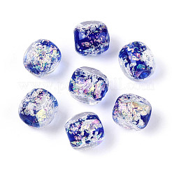 手作りのホイルランプワークビーズ連売り  バレル  ダークブルー  9.5~10x9.5~10mm  穴：1.2~1.8mm  約40個/連  15.75~16.14''（40~41センチメートル）&nbsp;FOIL-T008-01B